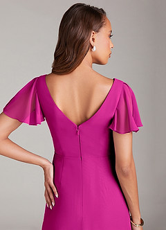 Azazie Soren Robes de demoiselle d'honneur Robe Trapèze en Mousseline de soie Rayé Fuchsia image7