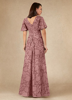 Azazie Emmeline Mother of the Bride Dresses Dusty Rose A-Line Pleated Floral Burnout Dress image5