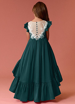 Barbie ♥ Azazie Flower Girl Dresses Pine A-Line Lace Stretch Satin Dress image6
