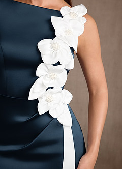 Azazie Lilian Mère de la mariée Robes Robe Sirène en Satin extensible Perlé Bleu Marine Foncé image5