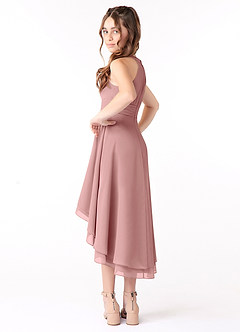Azazie Linna Junior Dusty Rose A-Line Pleated Chiffon Dress image2