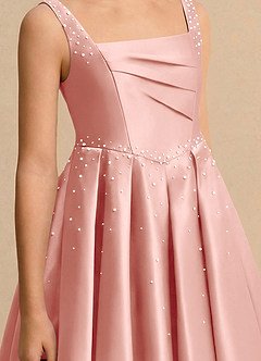 Azazie Jello Girls Formal Robe Demoiselle D'honneur Fillette Robe Princesse en Mat Satiné Plissée Rosette image5