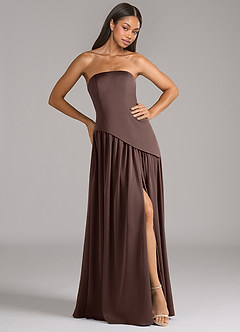 Azazie Adeline Bridesmaid Dresses Ganache A-Line Strapless Stretch Satin Convertible Dress image4