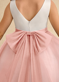 Azazie Rene Flower Girl Dresses Ivory Rosette A-Line Bow Tulle Dress image7