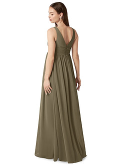 Azazie Yetta Abiti da damigella d'onore premaman Abito A-Line Arricciato con Scollo a V Chiffon Floor-Length image5