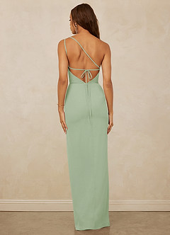 Christian Siriano Bridal for Azazie 1003 Bridesmaid Dresses Dusty Sage Sheath One Shoulder Chiffon Dress image2