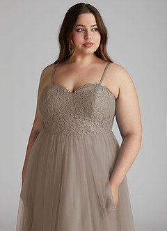 Azazie Roni Bridesmaid Dresses Taupe A-Line Sweetheart Neckline Tulle Convertible Dress image13