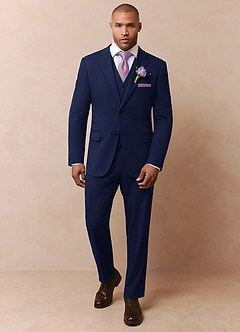front Savile Blue Wool Blend 3-Piece Suit
