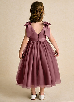 Azazie Serene Robe Demoiselle D'honneur Fillette Robe Princesse en Mat Satiné Arc Rose Du Désert image6