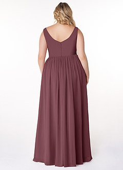 Azazie Keyla Bridesmaid Dresses Sangria A-Line V-Neck Pleated Chiffon Dress image7