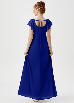 Azazie Bondi Junior A-Linie Seitliche Cut-Outs Gittergewebe Kleid Königsblau image2