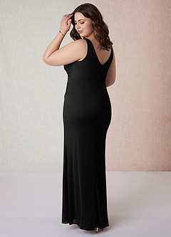 Azazie Leandra Bridesmaid Dresses Black Mermaid V-Neck Pleated Mesh Dress image11