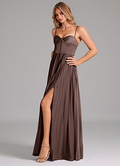 Azazie Akiko Bridesmaid Dresses Ganache A-Line Sweetheart Neckline Stretch Satin Dress image6