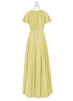 Azazie Kara Bescheiden Bruidsmeisjekleding A-Lijn Geplooid Chiffon Vloerlengte Jurk image8
