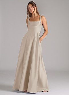 Azazie Shaude Brautjungfernkleider A-Linie Plissee Stretch-Satin Kleid Frost image4