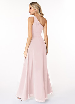 Azazie Dallas Bridesmaid Dresses Blushing Pink A-Line One Shoulder Chiffon Dress image2