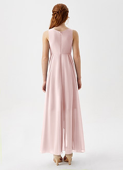 Azazie Lizette Junior Blushing Pink A-Line Pleated Chiffon Dress image6
