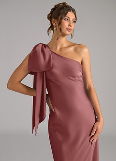 Azazie Capri Bridesmaid Dresses Amethyst Mermaid One Shoulder Stretch Satin Dress image5