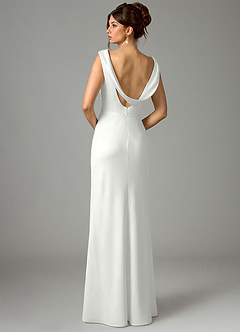 Azazie Kieryn Robes de demoiselle d'honneur Robe Sirène en Satin extensible Plissé Blanc image6
