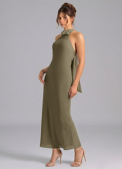 Azazie Velli Bridesmaid Dresses Willow Green Mermaid High Neck Chiffon Dress image1