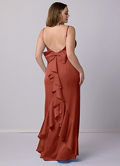 Barbie ♥ Azazie Bridesmaid Dresses Terracotta Mermaid Bow Stretch Satin Dress image6