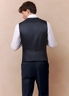 front Savile Navy Blue Wool Blend Suit Vest
