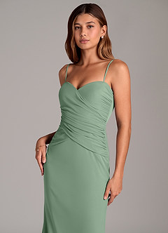 Azazie Katelyn Final Sale Matcha Sheath Strapless Mesh Convertible Dress image2