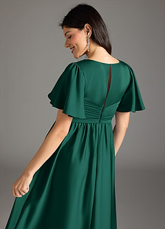 Azazie Verna Gravid brudtärna klänningar Klänning A-Line Ruched Golvlängd Stretch Satin image8