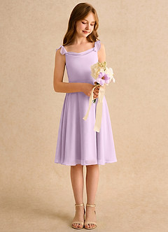Azazie Pup Girls Formal Flower Girl Dresses Frosted Lilac A-Line Pleated Chiffon Dress image3
