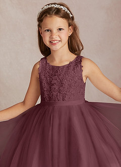 Azazie Calla Flower Girl Dresses Sangria Ball-Gown Lace Tulle Dress image1