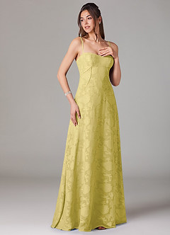 Azazie Valentine Bridesmaid Dresses Canary A-Line Sweetheart Neckline Floral Burnout Dress image3