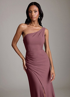 Azazie Madelyn Bridesmaid Dresses Sangria Mermaid One Shoulder Chiffon Convertible Dress image8