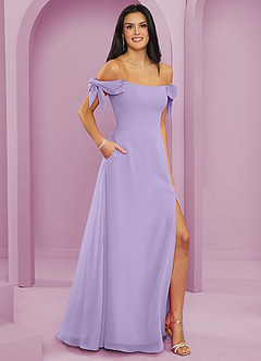 Barbie ♥ Azazie Jurken voor bruidsmeisjes Converteerbaar Jurk van Chiffon met A-Lijn Off the Shoulder Lila image11