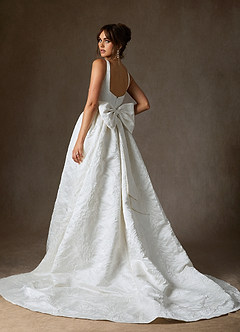 Azazie Skylin Wedding Dresses Diamond White Ball-Gown with Pockets Floral Jacquard Dress image12