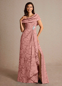 Azazie Branford Mother of the Bride Dresses Rosette A-Line Pleated Floral Burnout Dress image5