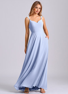 Azazie Beatrice 신부 들러리 드레스 A라인 스윗하트 네크라인 쉬폰 바닥 길이 드레스 image1