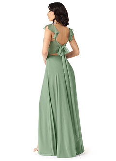 Azazie Everett Bridesmaid Dresses Matcha A-Line V-neck Ruched Chiffon Dress image2