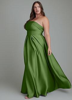 Azazie Lucienne Robes de demoiselle d'honneur Robe Trapèze Convertible en Satin extensible Bustier Basilic image12
