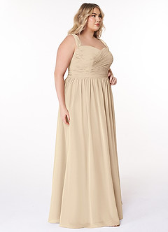 Azazie Zapheira Bridesmaid Dresses Champagne A-Line Ruched Chiffon Dress image9