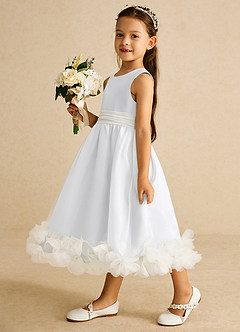 Azazie Stardust Flower Girl Dresses White A-Line Sleeveless Organza Dress image3