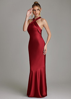 Azazie Reign Bridesmaid Dresses Scarlet Mermaid Pleated Stretch Satin Dress image5