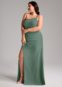 Azazie Eren Kleider zum Anprobieren zu Hause Etui One-Shoulder Chiffon Kleid Eukalyptus image11