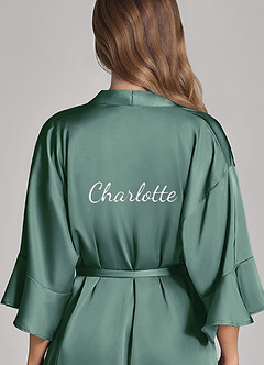 front Personalized Embroidered Ruffled Satin Robe