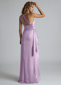 Azazie Maive Robes de demoiselle d'honneur Robe Fourreau en Satin extensible Rayé Frostiges Flieder image10