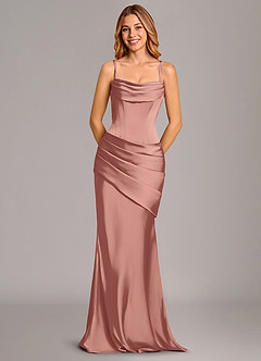 Azazie Pelagia Bridesmaid Dresses Rosette Mermaid Corset Stretch Satin Convertible Dress image6