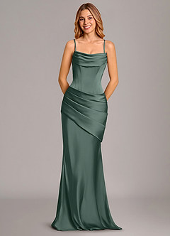 Azazie Pelagia Suknie dla druhen Syrena Gorset Satyna elastyczna Do ziemi Sukienka image6