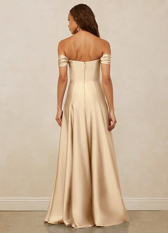 Christian Siriano Bridal for Azazie 1002 Bridesmaid Dresses Off Shoulder Stretch Satin A-line Dress image6