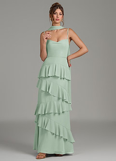 Azazie Imani Bridesmaid Dresses Agave A-Line Ruched Chiffon Dress image7