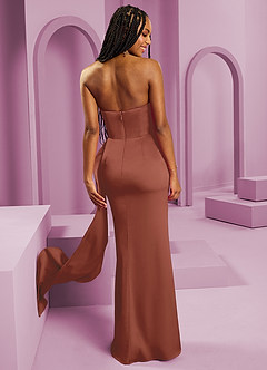 Barbie ♥ Azazie Bridesmaid Dresses Auburn Sheath Strapless Stretch Satin Convertible Dress image2
