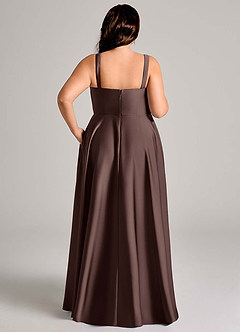 Azazie Shaude Bridesmaid Dresses Ganache A-Line Pleated Stretch Satin Dress image13